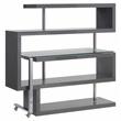 ACME Buck II Glass Top Writing Desk in Chrome and Gray High Gloss