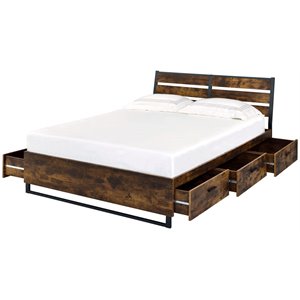 acme juvanth queen bed w/storage in oak & black finish