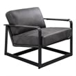 ACME Locnos Top Grain Leather Upholstered Accent Chair in Gray and Black