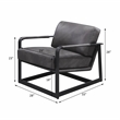 ACME Locnos Top Grain Leather Upholstered Accent Chair in Gray and Black