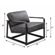 ACME Locnos Top Grain Leather Upholstered Accent Chair in Gray and Black