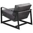 ACME Locnos Top Grain Leather Upholstered Accent Chair in Gray and Black