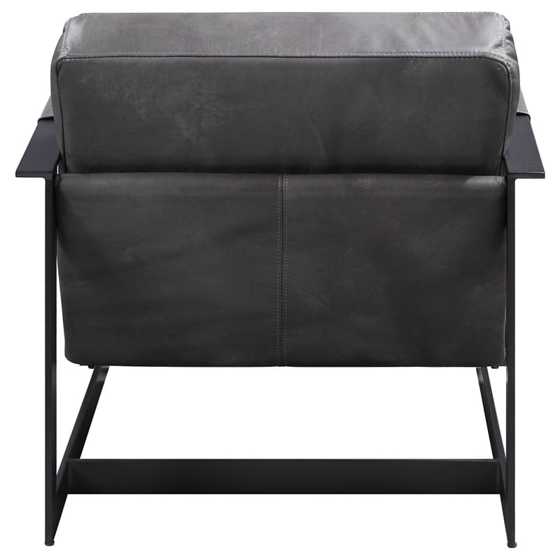 ACME Locnos Top Grain Leather Upholstered Accent Chair in Gray and Black