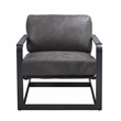 ACME Locnos Top Grain Leather Upholstered Accent Chair in Gray and Black