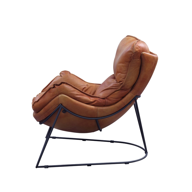 ACME Thurshan Accent Chair in Aperol Top Grain Leather and Black