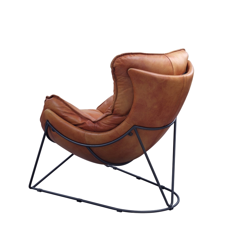 ACME Thurshan Accent Chair in Aperol Top Grain Leather and Black