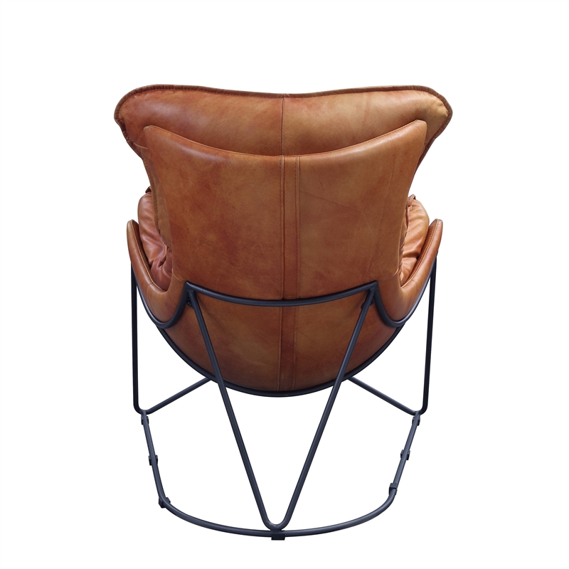 ACME Thurshan Accent Chair in Aperol Top Grain Leather and Black