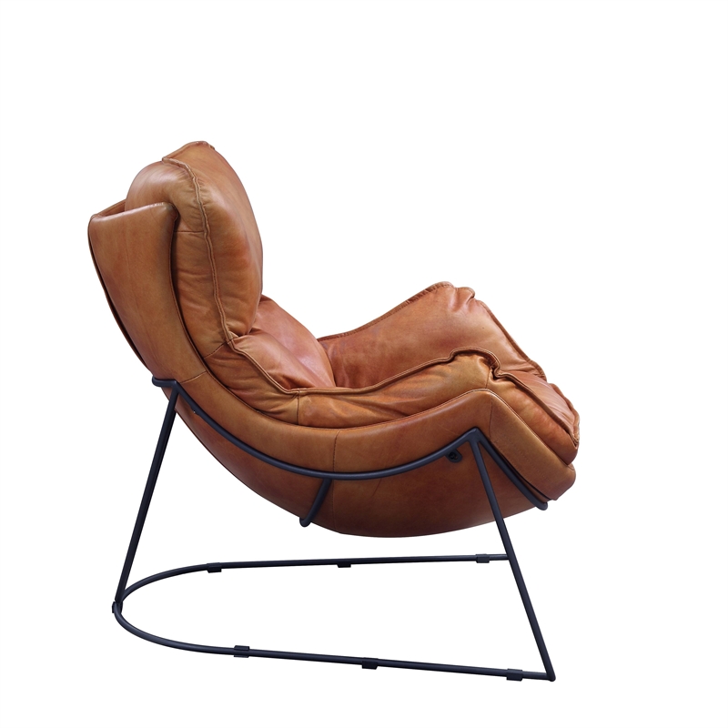 ACME Thurshan Accent Chair in Aperol Top Grain Leather and Black