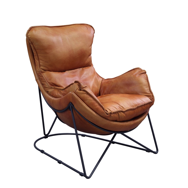 ACME Thurshan Accent Chair in Aperol Top Grain Leather and Black