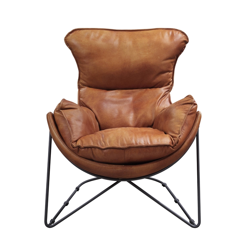 ACME Thurshan Accent Chair in Aperol Top Grain Leather and Black