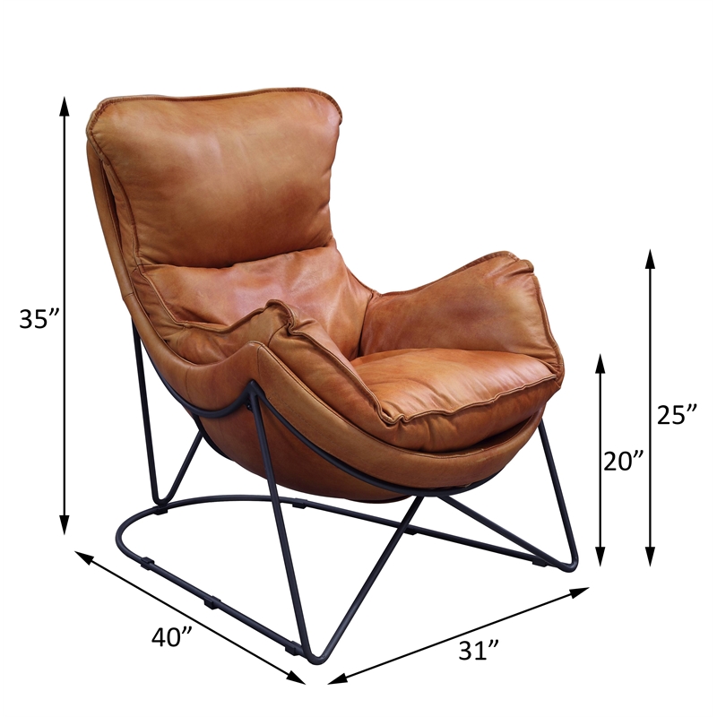 ACME Thurshan Accent Chair in Aperol Top Grain Leather and Black