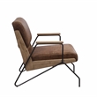 ACME Eacnlz Upholstered Accent Chair in Cocoa Top Grain Leather and Matt Iron