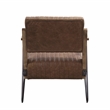 ACME Eacnlz Upholstered Accent Chair in Cocoa Top Grain Leather and Matt Iron