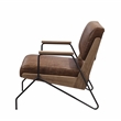 ACME Eacnlz Upholstered Accent Chair in Cocoa Top Grain Leather and Matt Iron