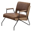 ACME Eacnlz Upholstered Accent Chair in Cocoa Top Grain Leather and Matt Iron