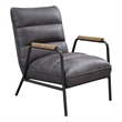 ACME Nignu Top Grain Leather Upholstered Accent Chair in Gray and Matt Iron