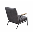 ACME Nignu Top Grain Leather Upholstered Accent Chair in Gray and Matt Iron