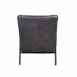 ACME Nignu Top Grain Leather Upholstered Accent Chair in Gray and Matt Iron
