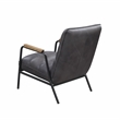 ACME Nignu Top Grain Leather Upholstered Accent Chair in Gray and Matt Iron