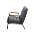 ACME Nignu Top Grain Leather Upholstered Accent Chair in Gray and Matt Iron
