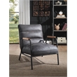 ACME Nignu Top Grain Leather Upholstered Accent Chair in Gray and Matt Iron