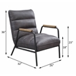ACME Nignu Top Grain Leather Upholstered Accent Chair in Gray and Matt Iron
