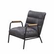 ACME Nignu Top Grain Leather Upholstered Accent Chair in Gray and Matt Iron