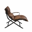 ACME Zulgaz Accent Chair in Cocoa Top Grain Leather and Matt Iron