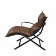 ACME Zulgaz Accent Chair in Cocoa Top Grain Leather and Matt Iron
