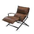 ACME Zulgaz Accent Chair in Cocoa Top Grain Leather and Matt Iron