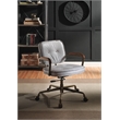 ACME Siecross Office Chair with Wooden Arm in Vintage White Top Grain Leather