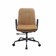 ACME Eclarn Leather Adjustable Height Swivel Office Chair in Brown
