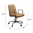 ACME Eclarn Leather Adjustable Height Swivel Office Chair in Brown