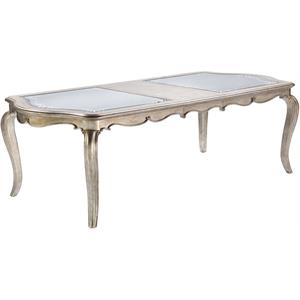 ACME Esteban Wooden Dining Table with Extension Leaf in Antique Gold Champagne