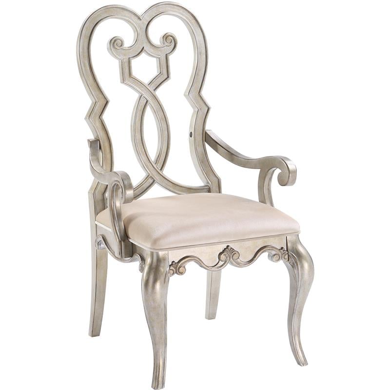 ACME Esteban Velvet Upholstered Arm Chair in Ivory