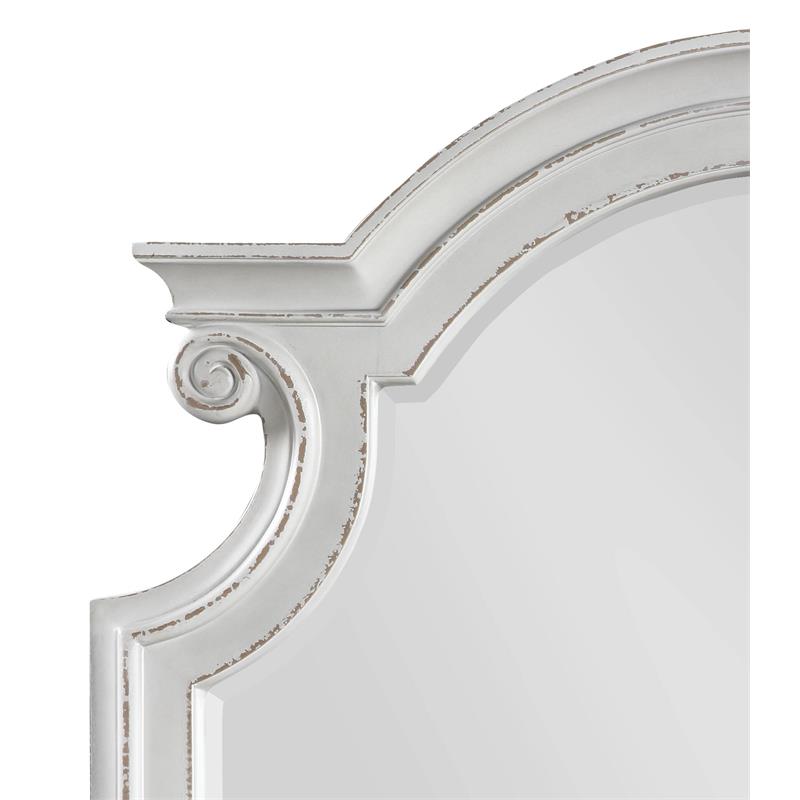 acme florian wooden arched frame mirror with beveled edge in antique white