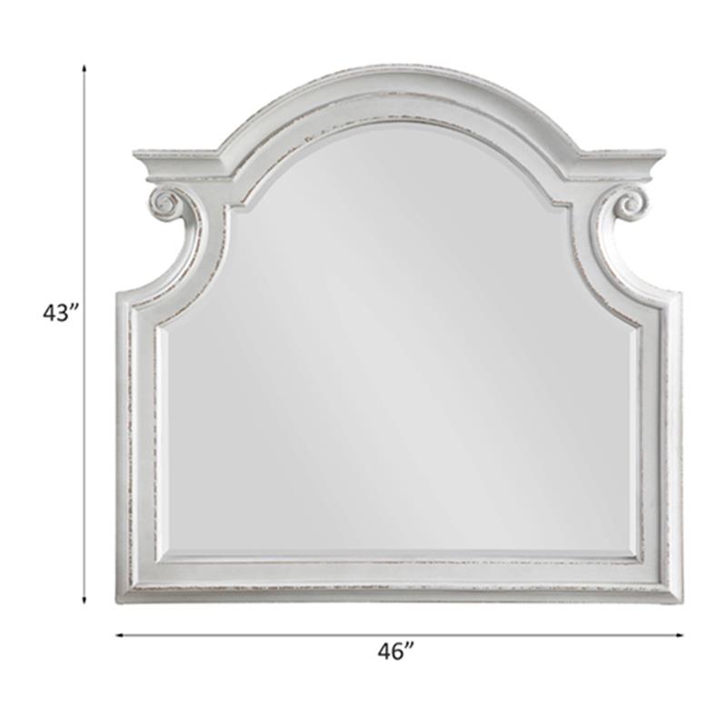 acme florian wooden arched frame mirror with beveled edge in antique white