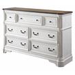 ACME Florian Rectangular Wooden Dresser with 7 Drawers in Antique White and Oak