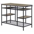ACME Lona Wooden Top Kitchen Island with Slatted Shelves in Rustic Oak and Black