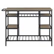 ACME Lona Wooden Top Kitchen Island with Slatted Shelves in Rustic Oak and Black