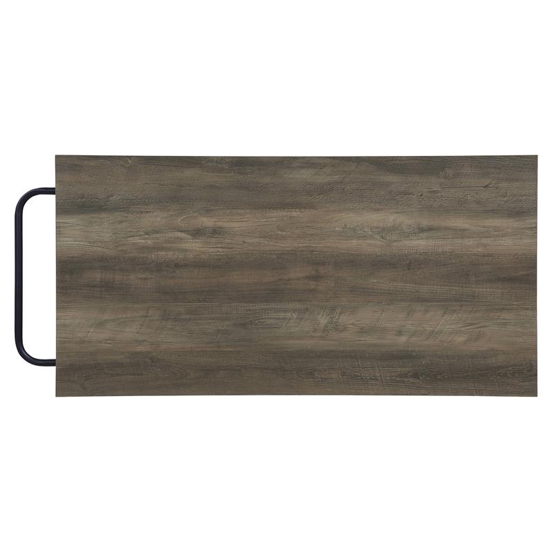 ACME Lona Wooden Top Kitchen Island with Slatted Shelves in Rustic Oak and Black