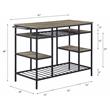 ACME Lona Wooden Top Kitchen Island with Slatted Shelves in Rustic Oak and Black