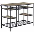 ACME Lona Wooden Top Kitchen Island with Slatted Shelves in Rustic Oak and Black
