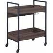 ACME Jerrick Wooden Serving Cart with 2 Shelves in Walnut and Black