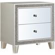 ACME Sliverfluff 2-Drawer Wooden Nightstand in Mirrored and Champagne