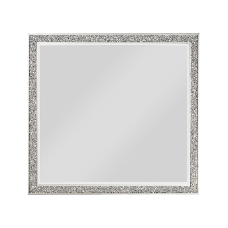 ACME Sliverfluff Rectangular Wooden Mirror in Mirrored and Champagne