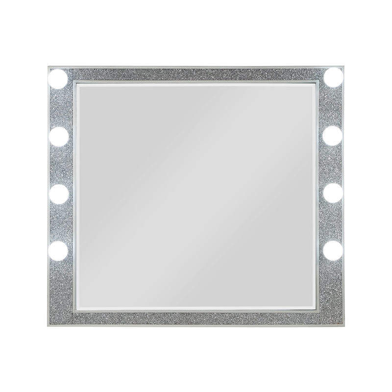 ACME Sliverfluff Hollywood Rectangular Wooden Makeup Mirror in Mirrored