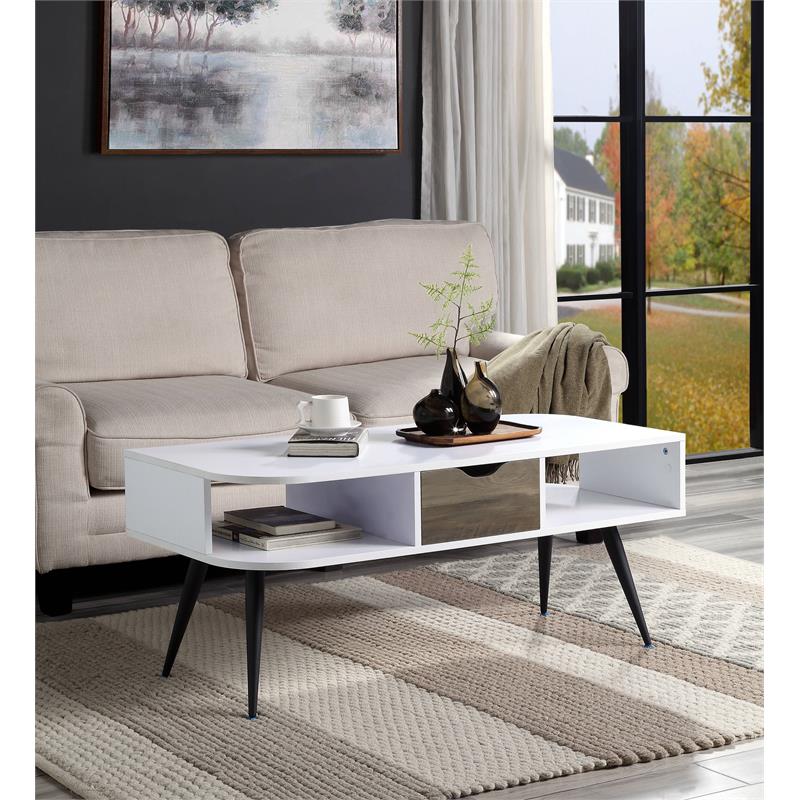 ACME Halima Wooden Coffee Table with Storage in White and Black