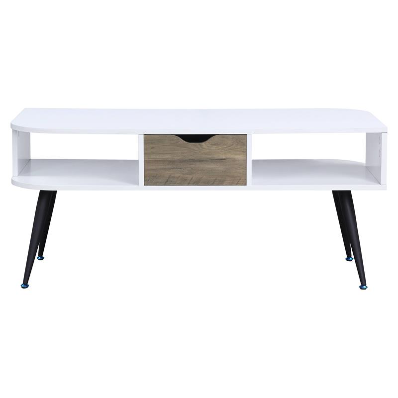 ACME Halima Wooden Coffee Table with Storage in White and Black