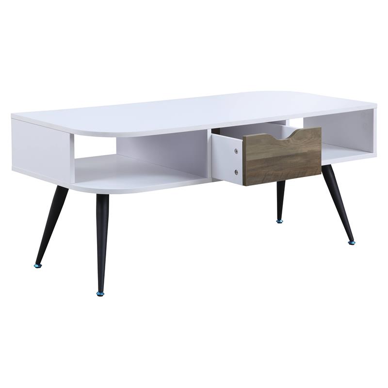 ACME Halima Wooden Coffee Table with Storage in White and Black